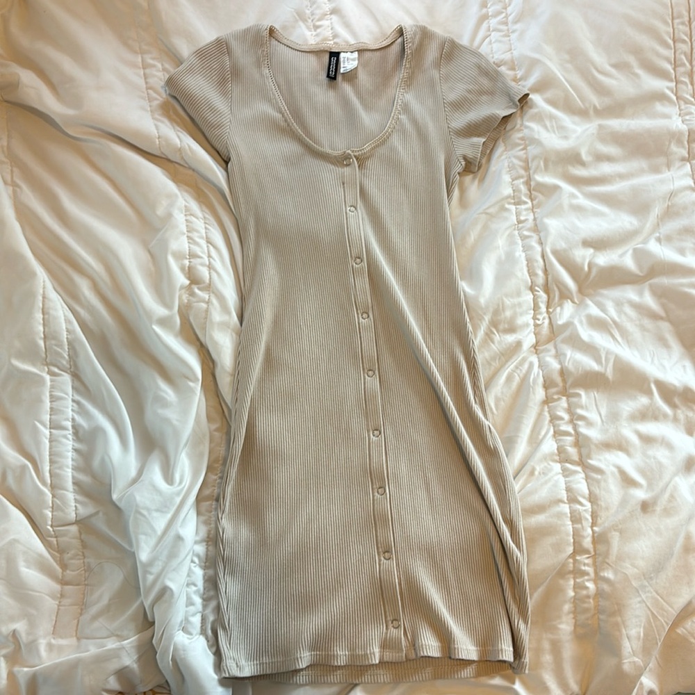 Ribbed Cream Dress